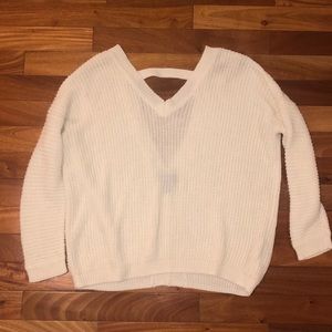 Deep Back Cream Sweater